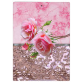 Flux Pink französische Rose Elegantes Monogramm Klemmbrett (Rückseite)