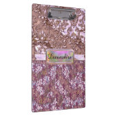 Flux Pink französische Rose Elegantes Monogramm Klemmbrett (Rechts)