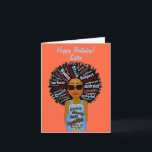Fly African American Sister Happy Birthday Card Karte<br><div class="desc">Diese coole Geburtstagskarte zeigt eine afroamerikanische Frau mit inspirierender Wortkunst in ihren Haaren und auf der Rampe ihres Jean. Holen Sie sich diese Karte mit viel Persönlichkeit für Ihre Schwester an ihrem Geburtstag.</div>