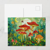 Fly Agariary Mushrooms unter Vollmondlicht Postkarte (Vorne/Hinten)