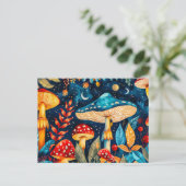 Fly Agariary Mushrooms unter Vollmondlicht Postkarte (Stehend Vorderseite)