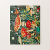 Fly Agariary Mushrooms unter Vollmondlicht Puzzle (Vertikal)