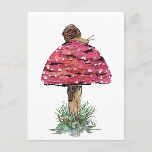 Fly Agaric Toadstool und Schnecke Postkarte (Vorderseite)