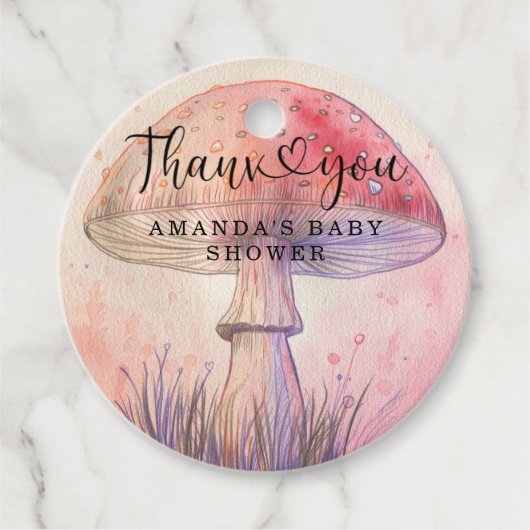 Fly agarious Babydusche danke Geschenkanhänger (Vorderseite)