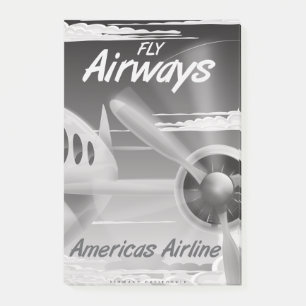 Fly Airways Vintage Reiseplakat. Post-it Klebezettel