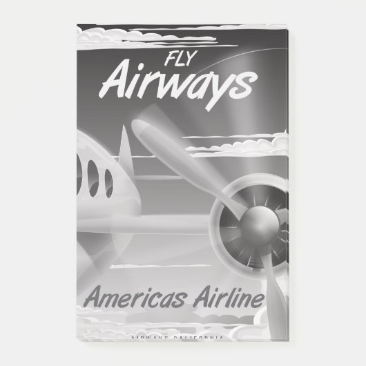 Fly Airways Vintage Reiseplakat. Post-it Klebezettel (Vorderseite)