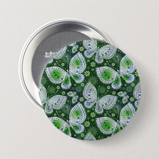 Fly Away Paisley Butterfly Print Green Button (Vorne & Hinten)