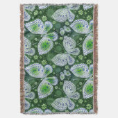 Fly Away Paisley Butterfly Print Green Decke (Vorderseite Vertikal)