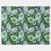 Fly Away Paisley Butterfly Print Green Fleecedecke (Vorderseite (Horizontal))