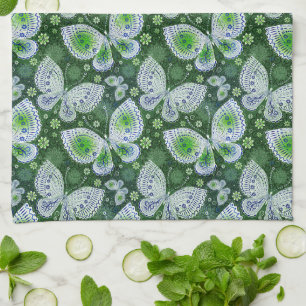 Fly Away Paisley Butterfly Print Green Geschirrtuch