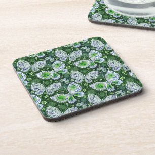 Fly Away Paisley Butterfly Print Green Getränkeuntersetzer
