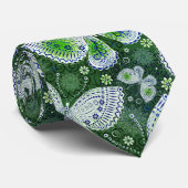 Fly Away Paisley Butterfly Print Green Krawatte (Gerollt)