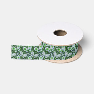Fly Away Paisley Butterfly Print Green Satinband