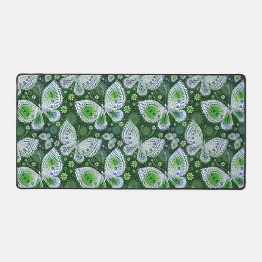 Fly Away Paisley Butterfly Print Green Schreibtischunterlage (Vorderseite)