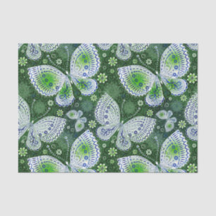 Fly Away Paisley Butterfly Print Green Seidenpapier