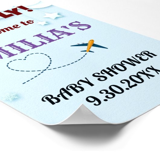 Fly Baby Dusche Begrüßungszeichen - Custom Poster (Ecke)