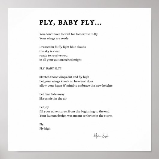 Fly Baby Fly inspirierendes Poster (Vorne)