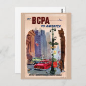 Fly BCPA to America Vintage Poster wiederhergestel Postkarte (Vorne/Hinten)