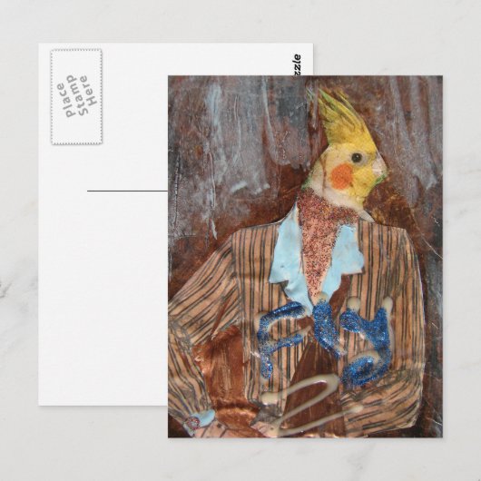Fly Bird Mixed Media Postkarte (Vorne/Hinten)