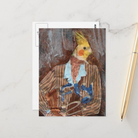 Fly Bird Mixed Media Postkarte (Vorderseite/Rückseite Beispiel)