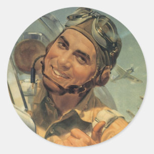 Fly Boy Pilot Aufkleber - Vintage Kriegsplakat