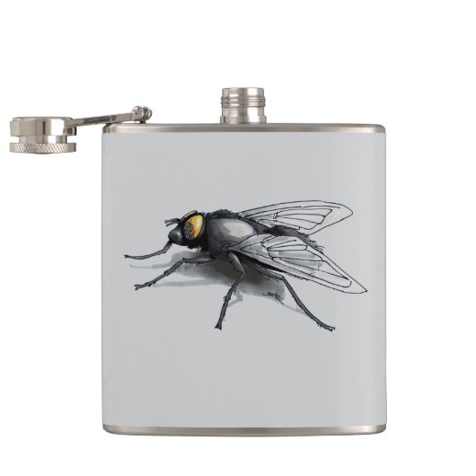 Fly Buddy Riesenfliege, graue, umhüllte Flasche Flachmann (Geöffnet)