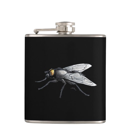 Fly Buddy Riesenfliege schwarz gewickelt Flasche Flachmann (Vorderseite)