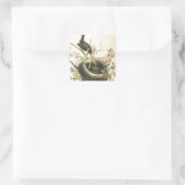 FLY CATCHER BIRD UND NEST QUADRATISCHER AUFKLEBER (Tasche)