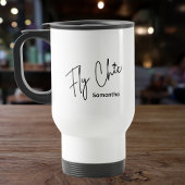 Fly Chic Typography & Airplane Aviation Simple Reisebecher