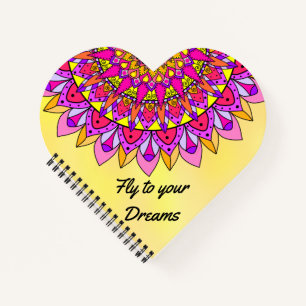 Fly Dreams Mandala Inspirational Happy Heart Notizblock
