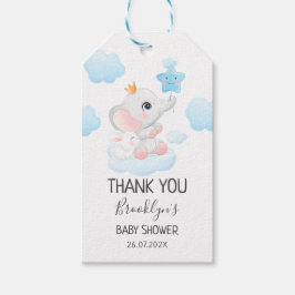 Fly Elephant Blue Balloon Baby Dusche Geschenkanhänger