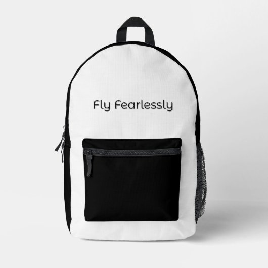 Fly Fearless Aviation Inspiration Zitat Bedruckter Rucksack (Vorderseite)