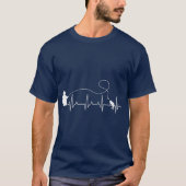 Fly Fish Heartbeat Fish EKG Foreut Angelgeste T-Shirt (Vorderseite)