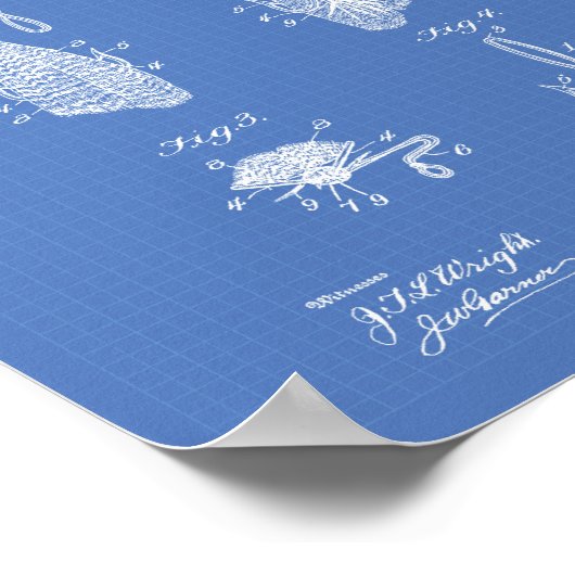 Fly Fish Hook 1909 Patent Art Blueprint Poster (Ecke)