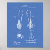 Fly Fish Hook 1909 Patent Art Blueprint Poster (Vorne)