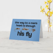 Fly Fish Man's Heart Card Karte (Gelbe Blume)