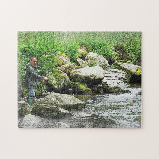 Fly Fisherman als Gemälde Puzzle (Horizontal)