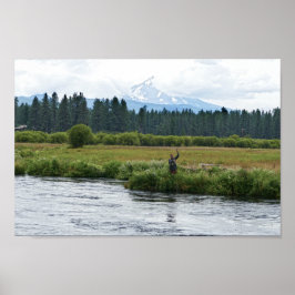 Fly Fisherman am Metolius River, Oregon Poster