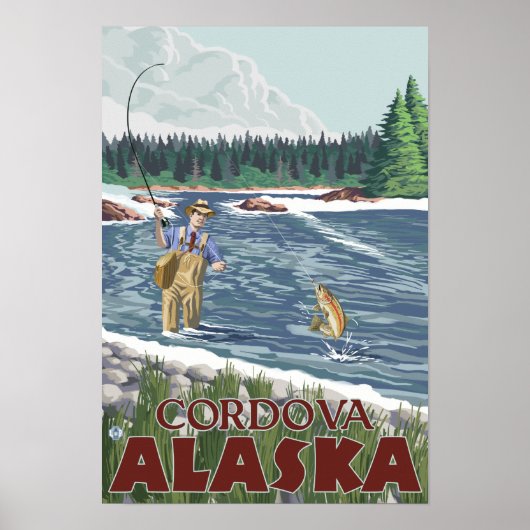 Fly Fisherman - Cordova, Alaska Poster (Vorne)