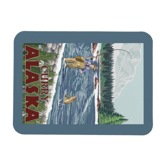 Fly Fisherman - Curry, Alaska Magnet (Horizontal)