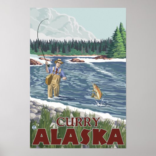 Fly Fisherman - Curry, Alaska Poster (Vorne)
