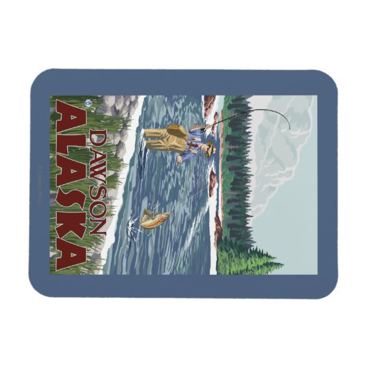 Fly Fisherman - Dawson, Alaska Magnet (Horizontal)