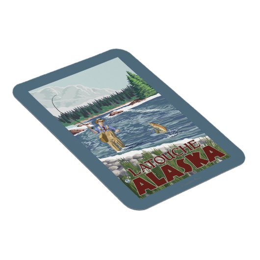 Fly Fisherman - Latouche, Alaska Magnet (Rechte Seite)
