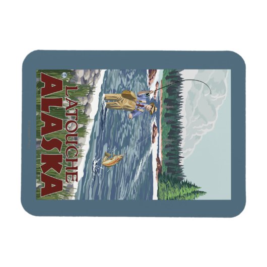 Fly Fisherman - Latouche, Alaska Magnet (Horizontal)