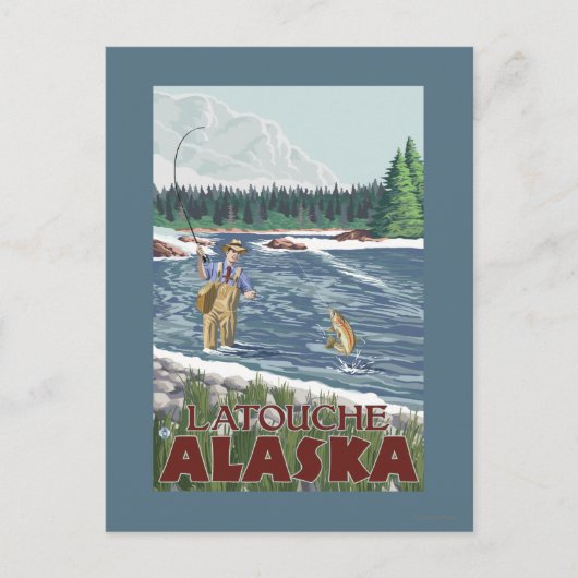 Fly Fisherman - Latouche, Alaska Postkarte (Vorderseite)