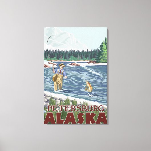 Fly Fisherman - Petersburg, Alaska Leinwanddruck (Vorderseite)