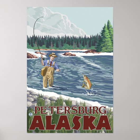 Fly Fisherman - Petersburg, Alaska Poster (Vorne)