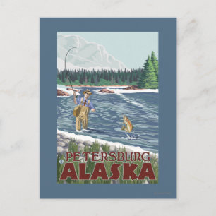 Fly Fisherman - Petersburg, Alaska Postkarte