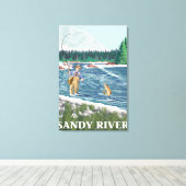 Fly Fisherman - Sandy River, Oregon Leinwanddruck (Insitu (Holzboden))