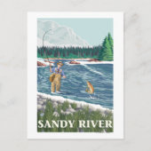 Fly Fisherman - Sandy River, Oregon Postkarte (Vorderseite)